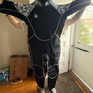 Black and Blue One Piece Wetsuit